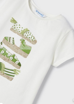 Mayoral - 2-teiliges Set/ T-Shirt weiß Schuhe & Leggings grün
